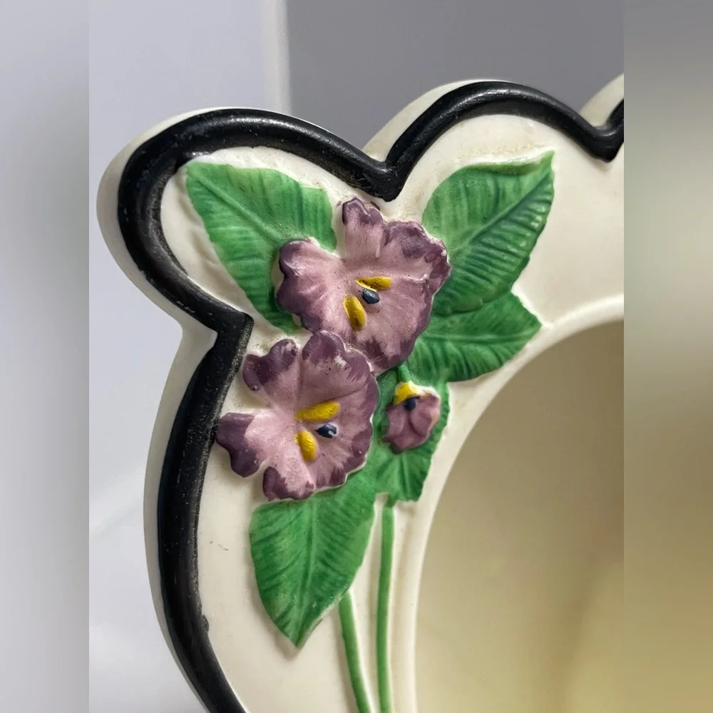 Vintage 90s Floral Ceramic Picture Frame Signed‎ 1991 Brenda Koppel